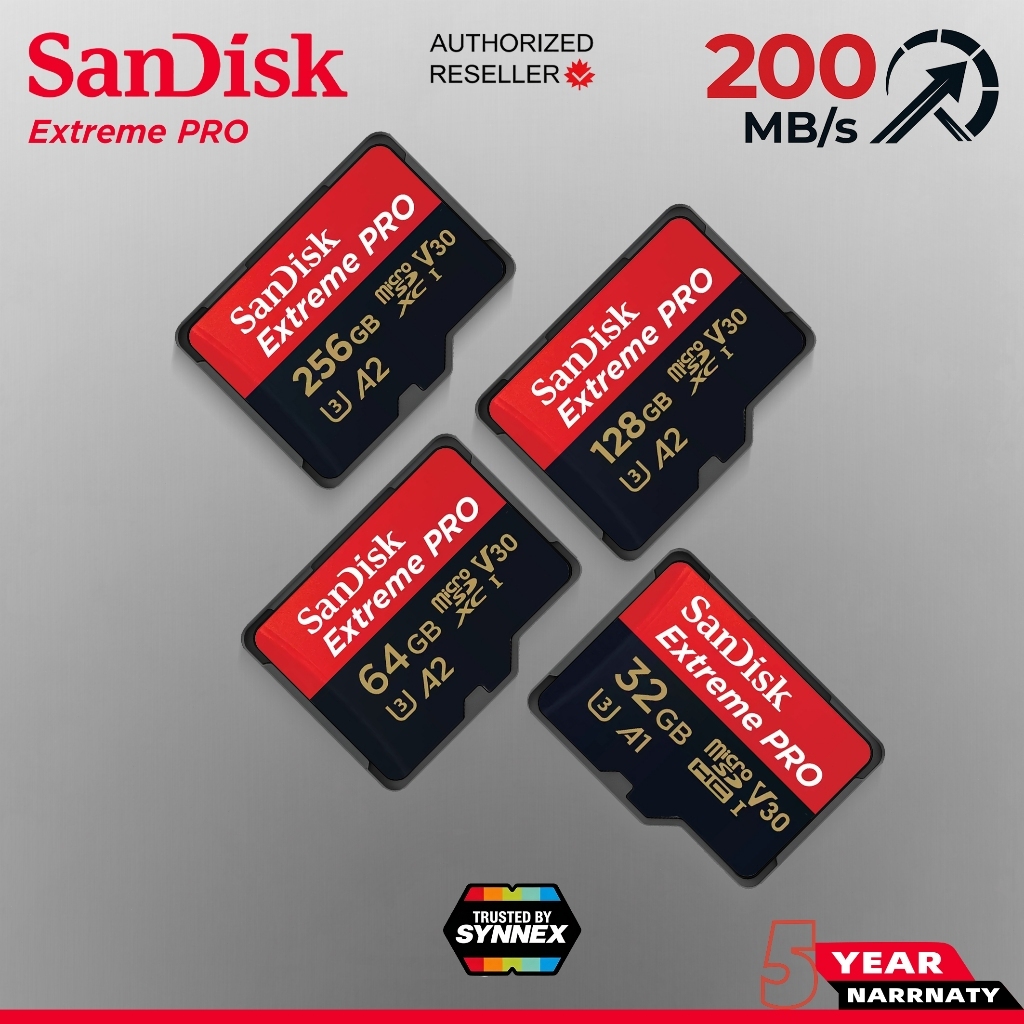 การ์ด SanDisk Extreme Pro Micro SD 5K SDXC 32GB 64GB 128GB 200/90MB/s (SDSQXCD)การ์ด SanDisk Extreme Pro Micro SD 5K SDX