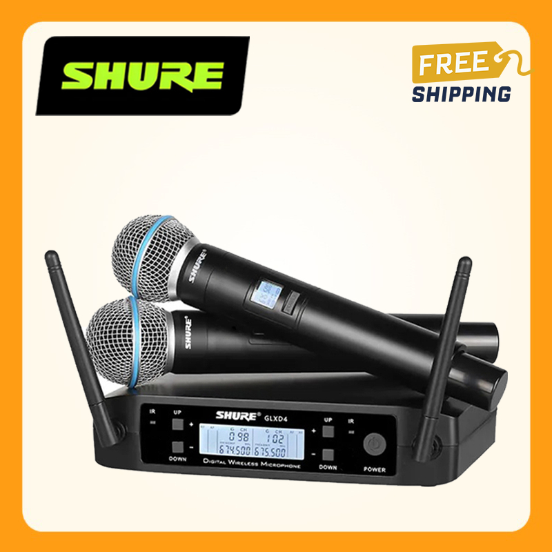 Shure GLXD4 BETA58A UHF ไมโครโฟนไร้สายมืออาชีพ Dual Mic สําหรับปาร์ตี้คาราโอเกะ