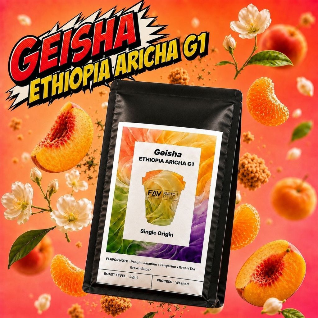 Fav.Facto Coffee เมล็ดกาแฟคุณภาพสูง Ethiopia Geisha Anderacha G1(Specialty Coffee) Organic
