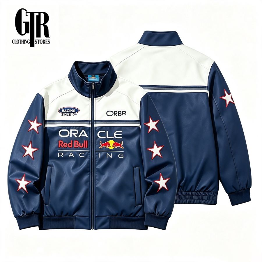 [พร้อมส่ง]Redbull F1 รถแข่ง เสื้อหนัง แจ็คเก็ต กันลม ผู้ชาย Jacket แขนยาว ซิป ย้อนยุค สตรีท ทรงหลวม 