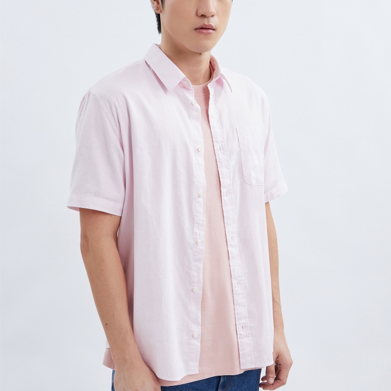 AIIZ เสื้อเชิ้ตผู้ชายแขนสั้น สีพื้น AIIZ Men's Short Sleeve Shirt รูปที่ 5