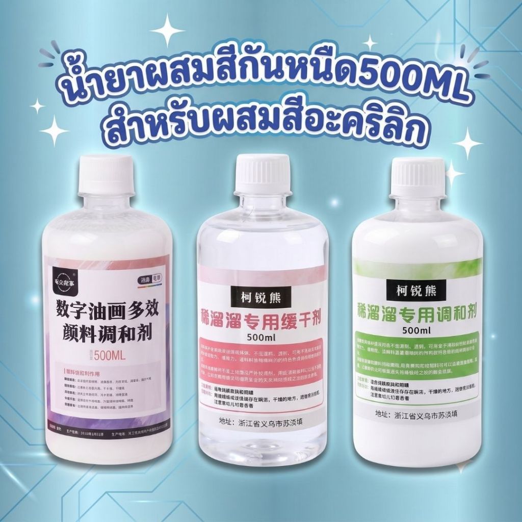 น้ำยาผสมสีกันหนืดของสีอะคริลิก ช่วยให้สีแห้งช้าและเงางามขนาด 500 ML