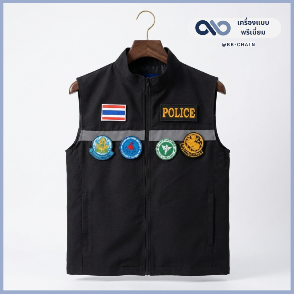 เสื้อกั๊ก คอจีน สีดำ สไตล์แทคติคอล Tactical Vest เสื้อกั๊กทีม ผ้าลีวายส์ มีซับในเต็มตัว ใส่สบาย