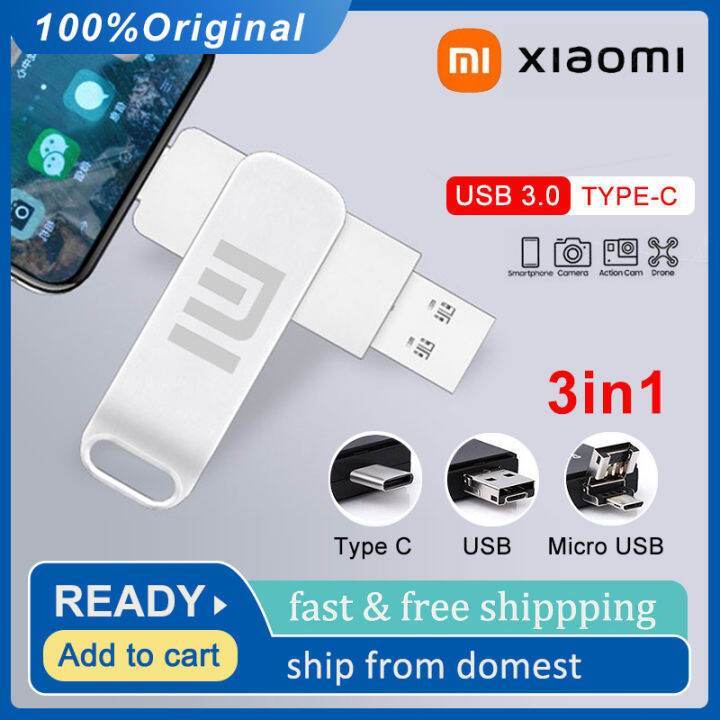 Xiaomi แฟลชไดร์ฟ OTG Flash drive Type-C/Android/USB 3in1 1TB 2TB กันกระแทก กันน้ํา Flashdisk
