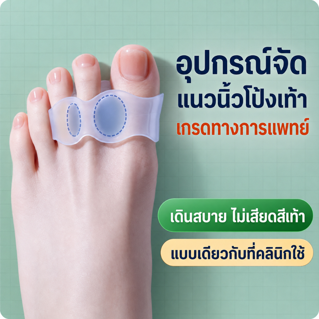 อุปกรณ์คั่นนิ้วเท้าแก้ปัญหานิ้วโป้งเท้าเอียง แบบ 2 ห่วง จำนวน 2 ชิ้น ช่วยลดอาการปวดและปรับแนวนิ้วเท้า