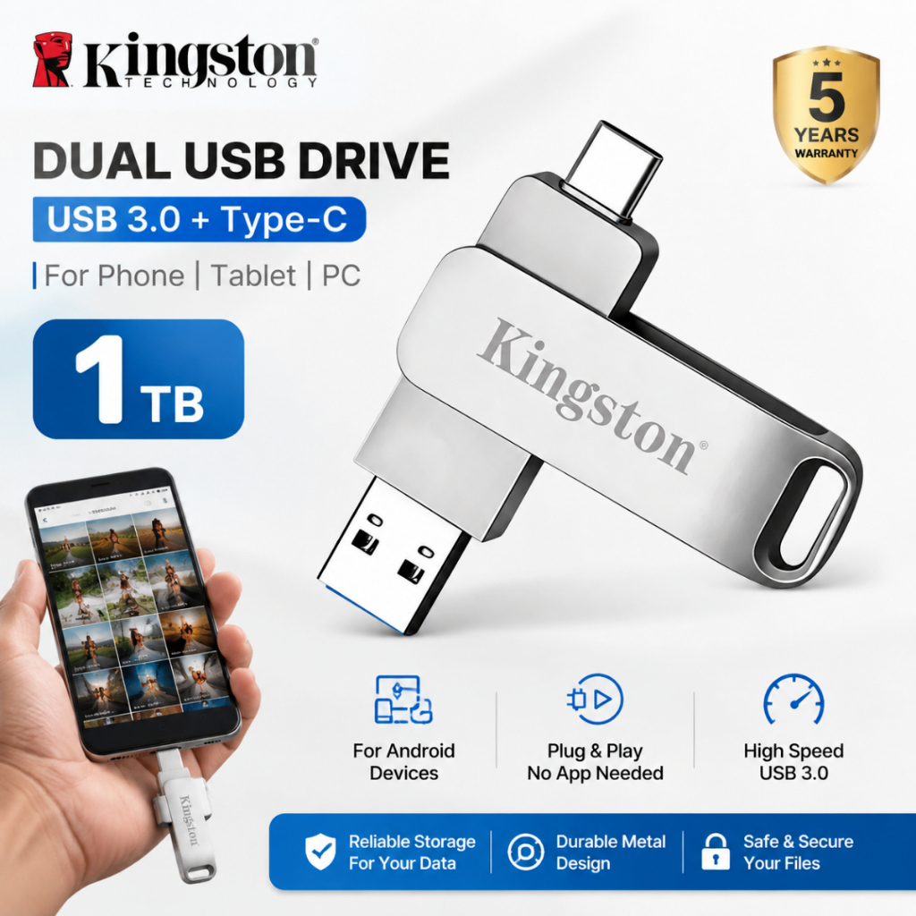 แฟลชไดรฟ์ kingston Ultra Dual Drive Luxe USB 3.0 Type-C โลหะคุณภาพสูง
