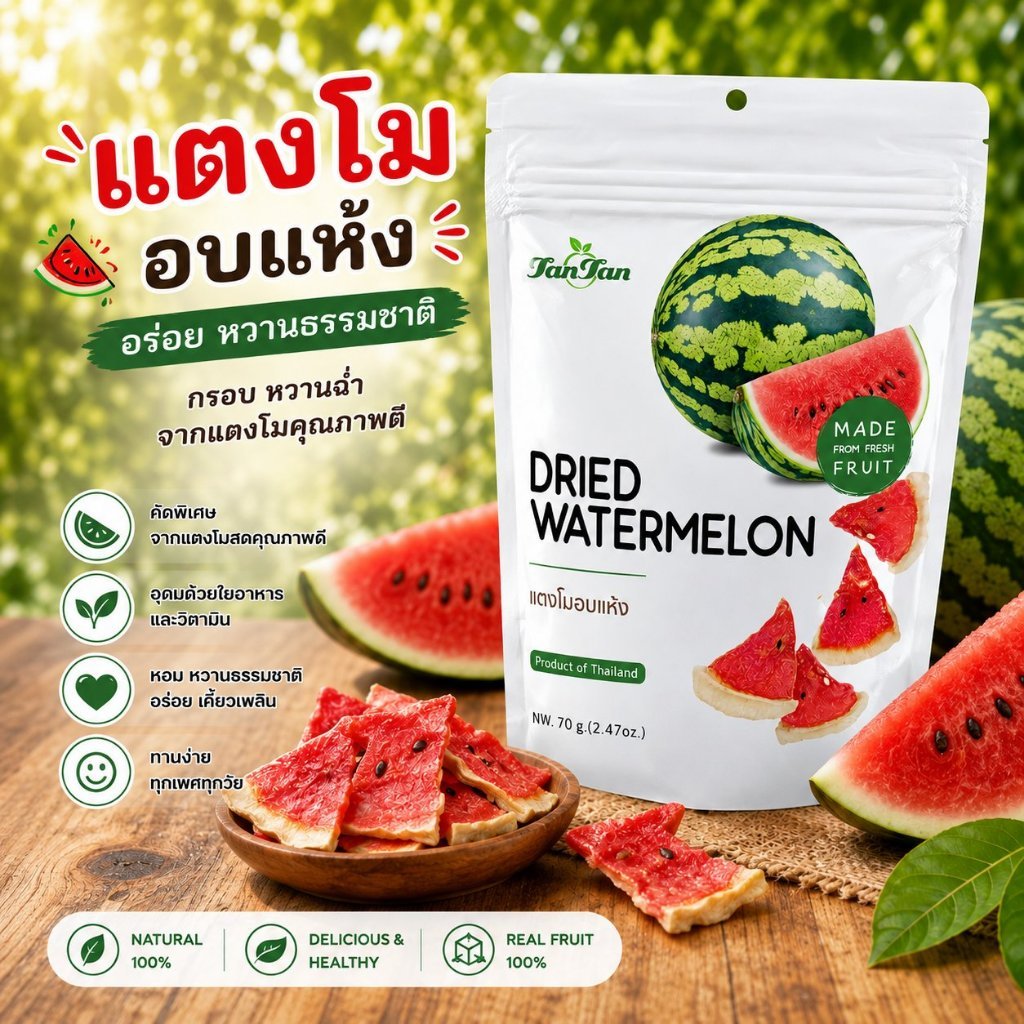ทาน ทาน แตงโมอบแห้ง ขนาด 70 กรัม
