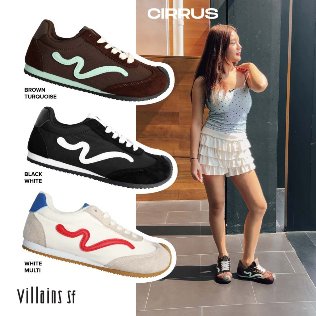 Villains SF CIRRUS Casual Sneakers รองเท้าผ้าใบลำลองผู้หญิง ส้นสูง 0.6"