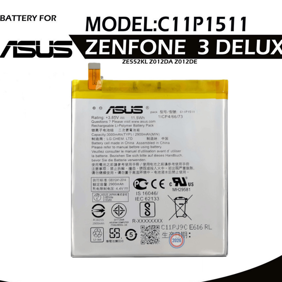 แบตเตอรี่ C11P1601 2650mAh สำหรับ ASUS ZenFone 3 Zenfone3 ZE520KL Z017DA Live ZB501KL A007 เครื่องมื