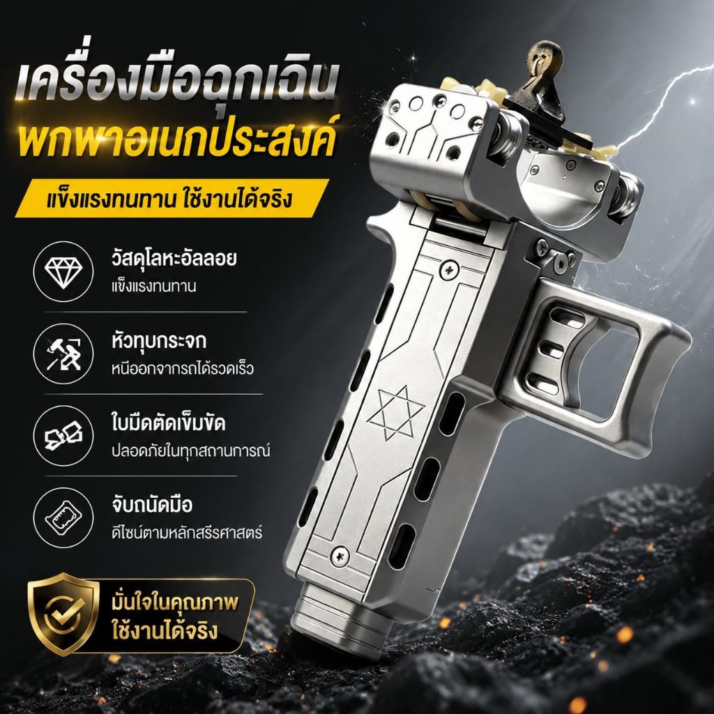 ของเล่นรูปสลิงชอต V5 ทำจากอะลูมิเนียมอัลลอย สีเงินเทาแบบด้าน ออกแบบเป็นรูทะลุ ลายดาวหกแฉก