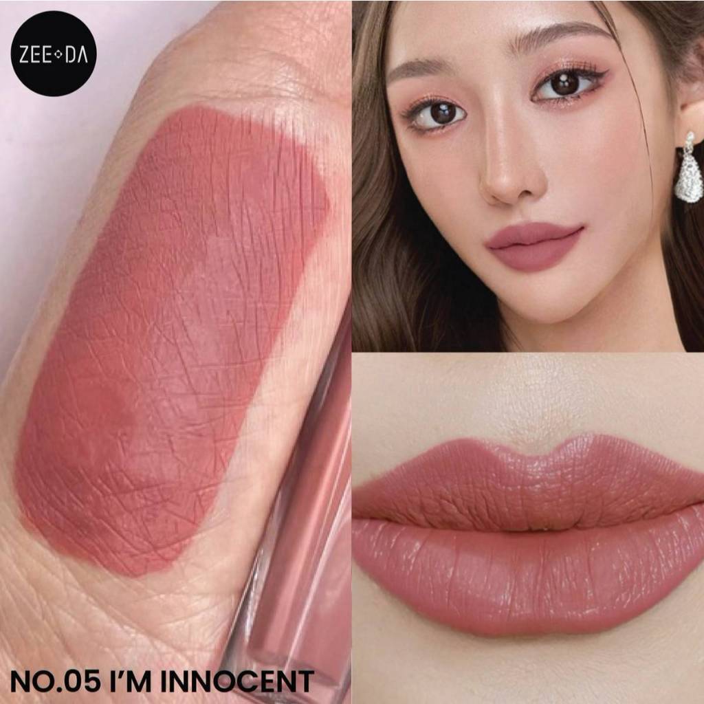 [05 I'M INNOCENT] ZEEDA SILKY COAT LIP MATTE (ลิปกันน้ำ, ไม่ติด mask)