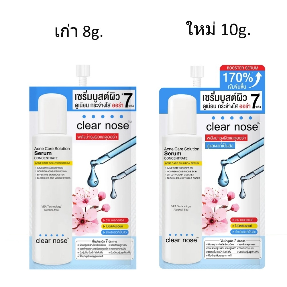 Clear Nose Acne Care Solution Serum 8g/10g..เคลียร์โนส แอคเน่ แคร์ โซลูชั่น เซรั่มบูสต์ผิว  (1 ซอง)