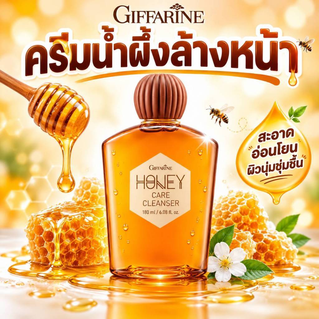 กิฟฟารีนครีมน้ำผึ้งล้างหน้าฟองครีมนุ่มละมุนชำระล้างสิ่งสกปรกหมดจดขวดใหญ่