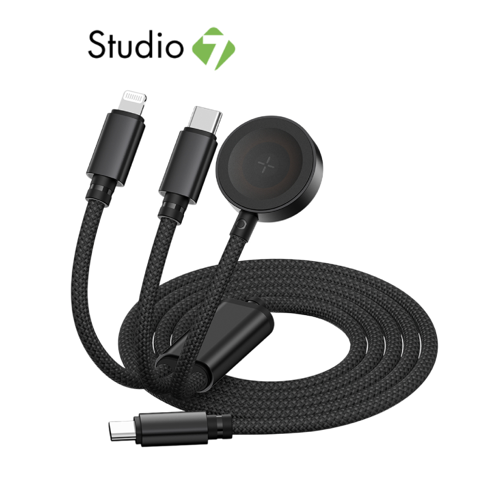 สายชาร์จ UKIKI 3-in-1 Multifunctional Cable 100W 1.2M Black (K3in1-03BK) by Studio7