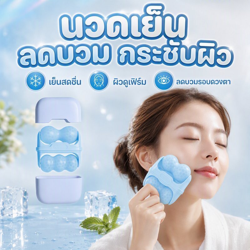 ลูกกลิ้งน้ำแข็ง นวดหน้า ประคบเย็น ลดบวม รอบดวงตา กระชับรูขุมขน ผ่อนคลาย ไมเกรน พกพาง่าย