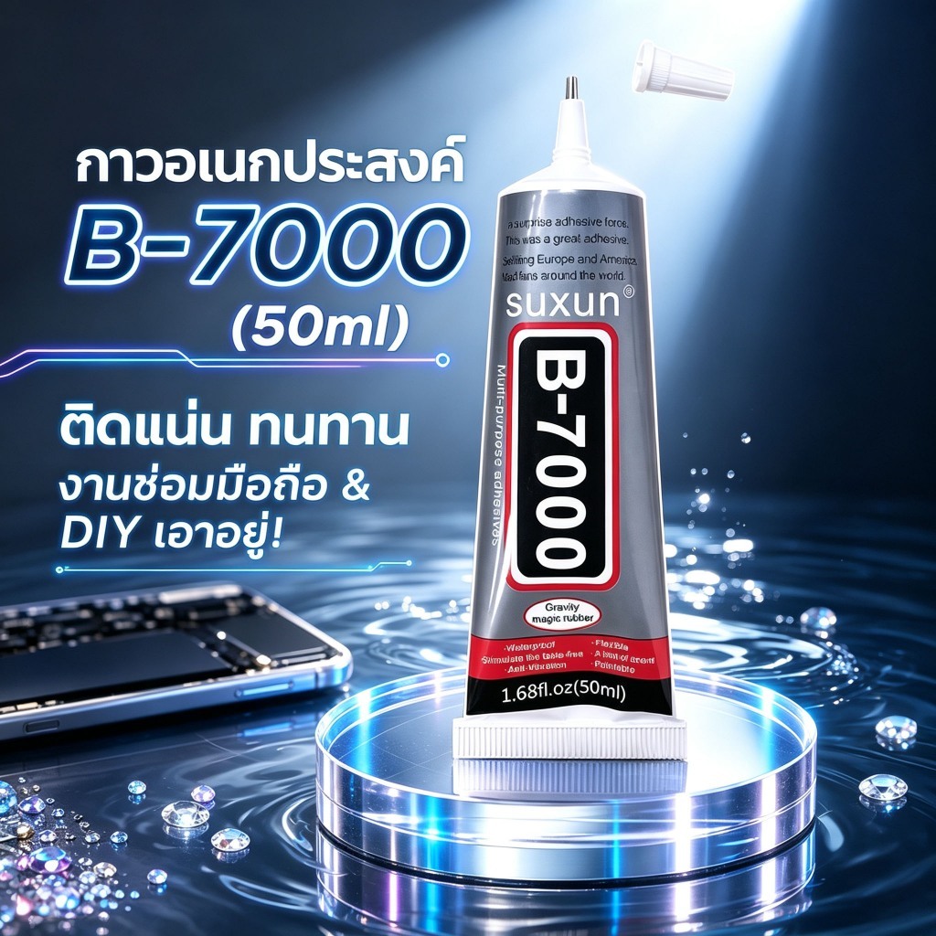 กาวอะคริลิก B7000 สำหรับเครื่องประดับและงานDIY ขนาด15/50มล. ติดพื้นผิวหลายแบบ กันน้ำ ทนความร้อน ใช้งานไม่ยุ่งยาก