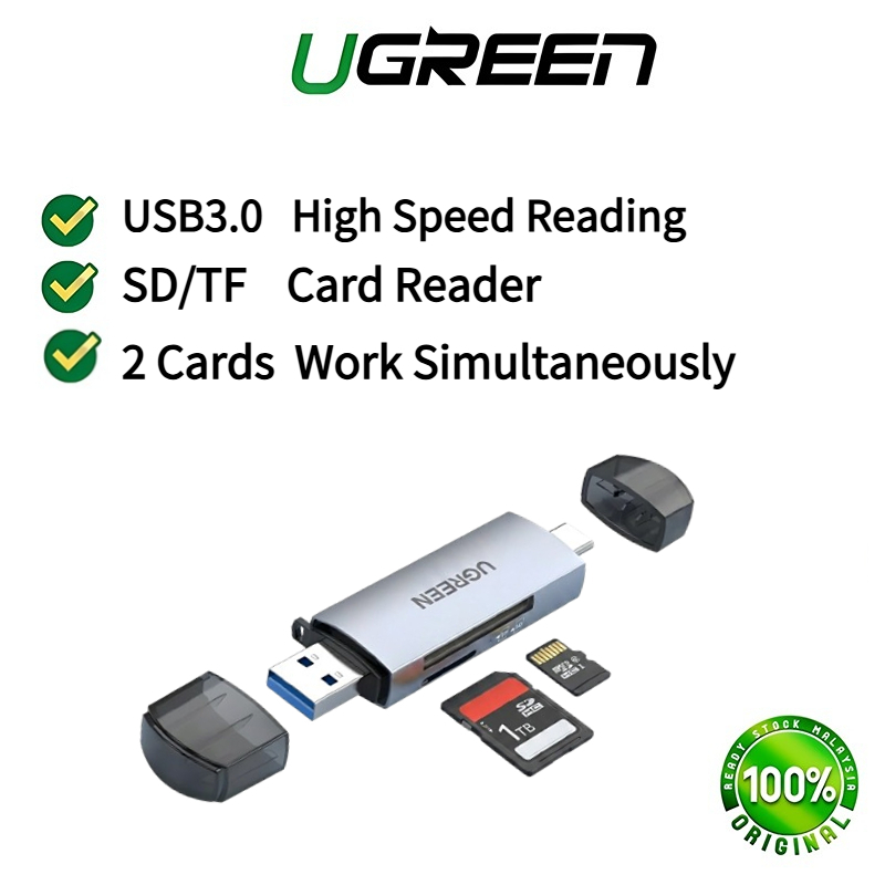 UGREEN รุ่น 50706 Card Reader 2in1 USB C การ์ดรีดเดอร์ 2in1 TYPE C/USB 3.0 SD TF OTG สําหรับ MacBook Pro