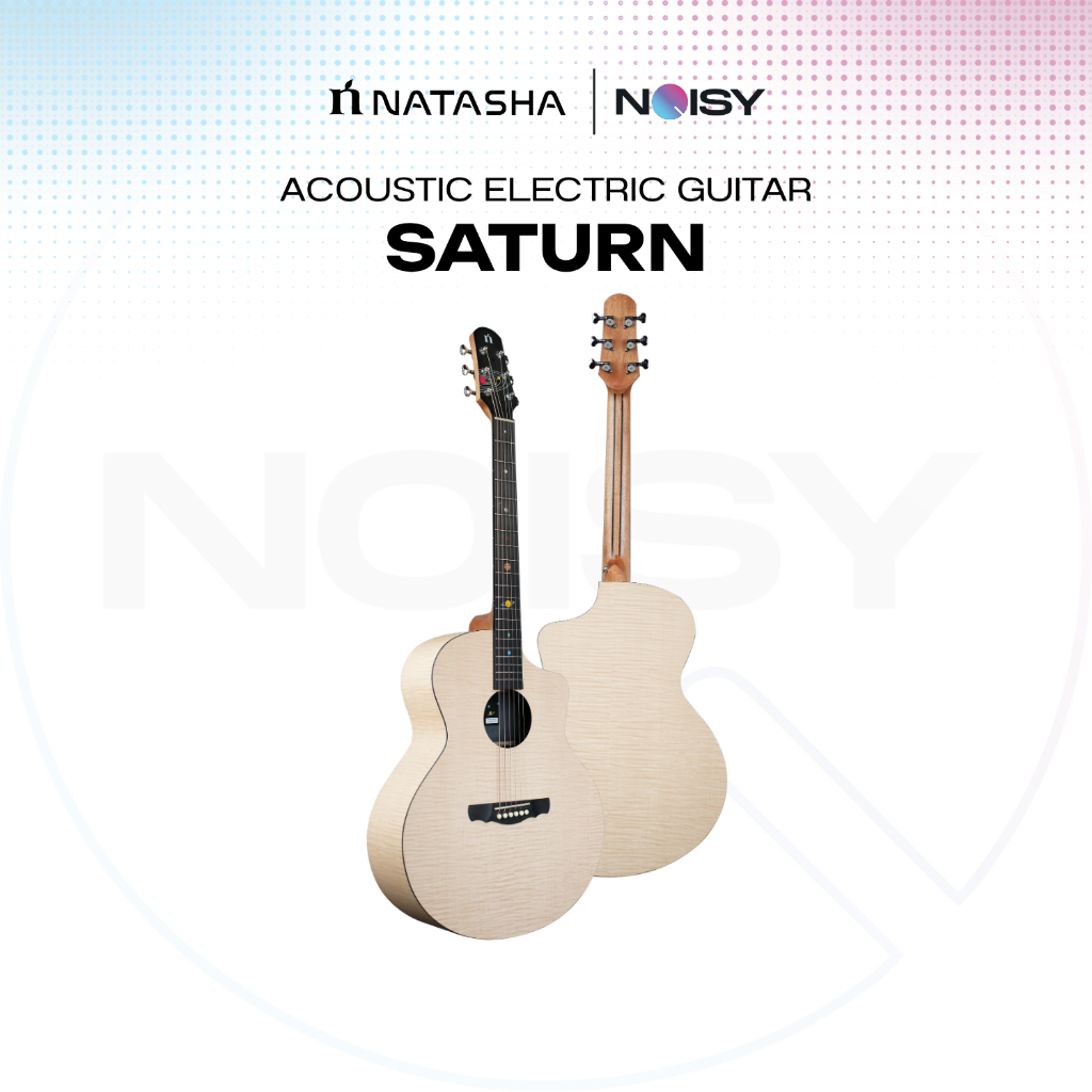 Natasha กีตาร์โปร่ง Saturn ขนาด 41 นิ้ว กีตาร์โปร่งไฟฟ้า พร้อมกระเป๋า และอุปกรณ์