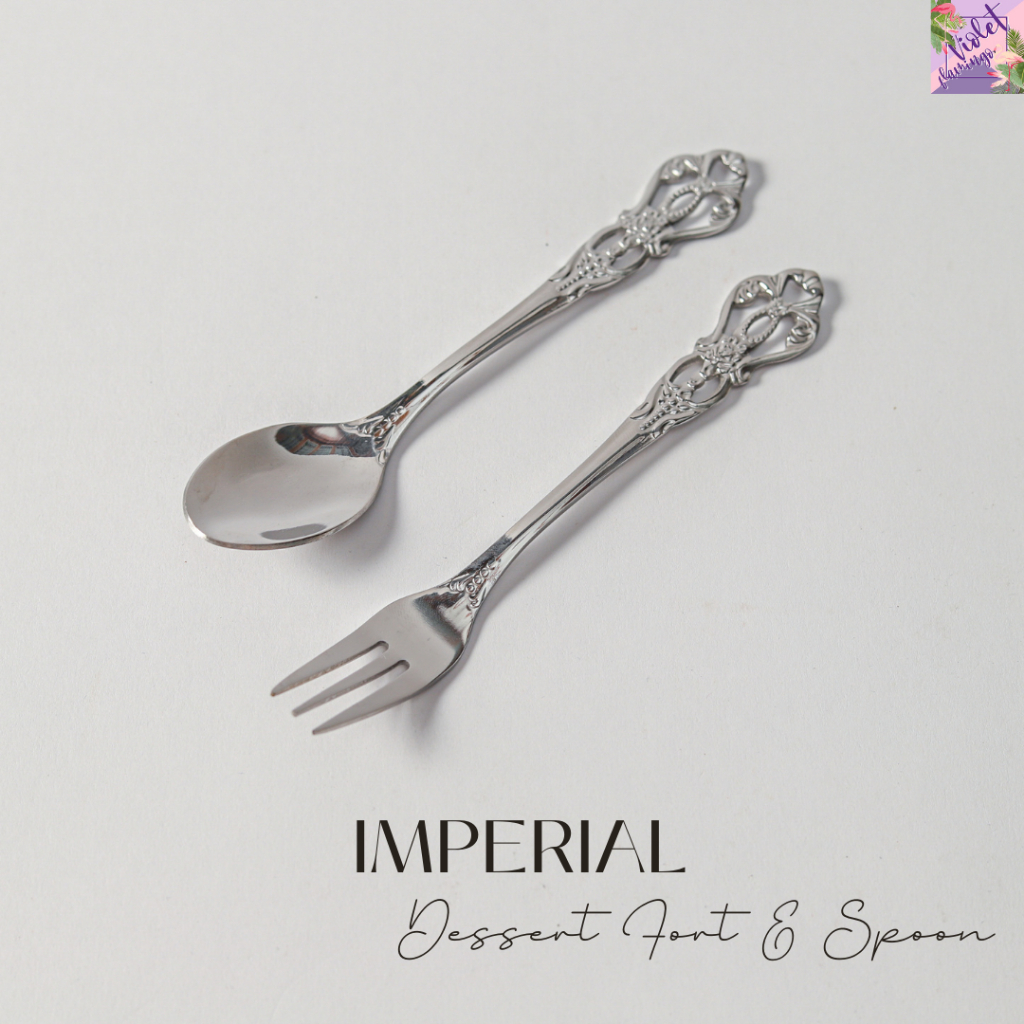Violet Flamingo ช้อนส้อมขนม รุ่น Imperial ช้อนกาแฟ ช้อนชา วั