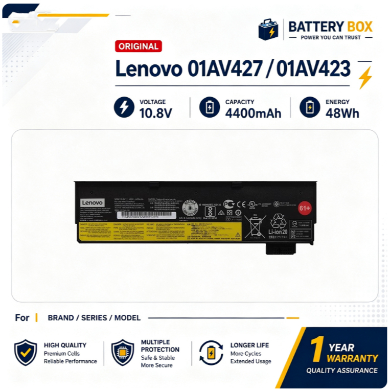 Battery 10.8V 48Wh For Lenovo ThinkPad T470 T480 T570 T580 A485