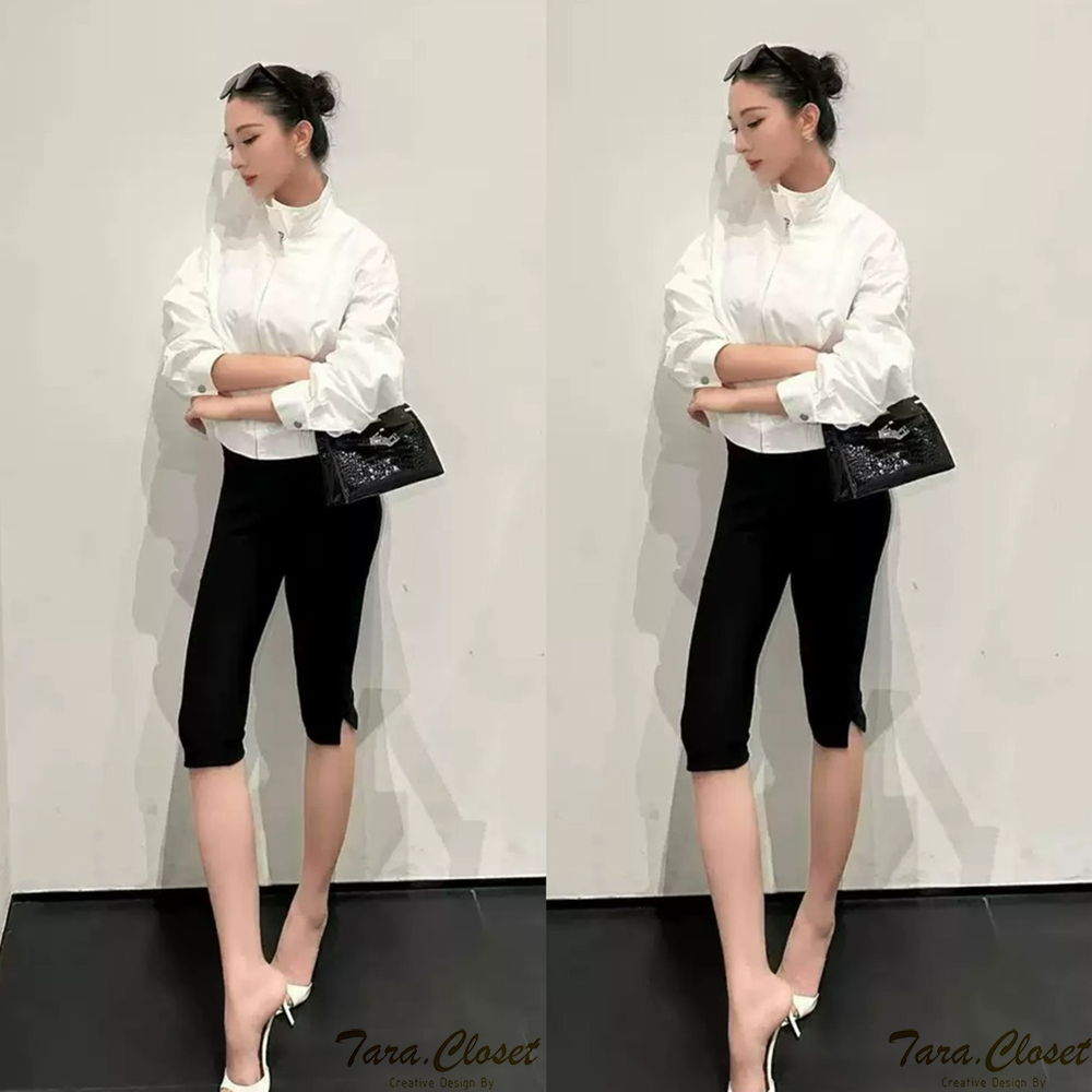 RAYON005 TARA Capri pants กางเกงคาปรี 4 ส่วน เอวสูง ทรงเข้ารูป ปลายขาผ่าข้าง เอวยางยืด เนื้อผ้าเรยอน ผ้ายืดนุ่ม ใส่สบาย