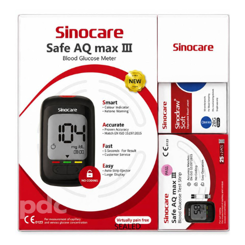 เครื่องตรวจน้ำตาล Sinocare AQ MAX III สำหรับตรวจระดับน้ำตาลในเลือด