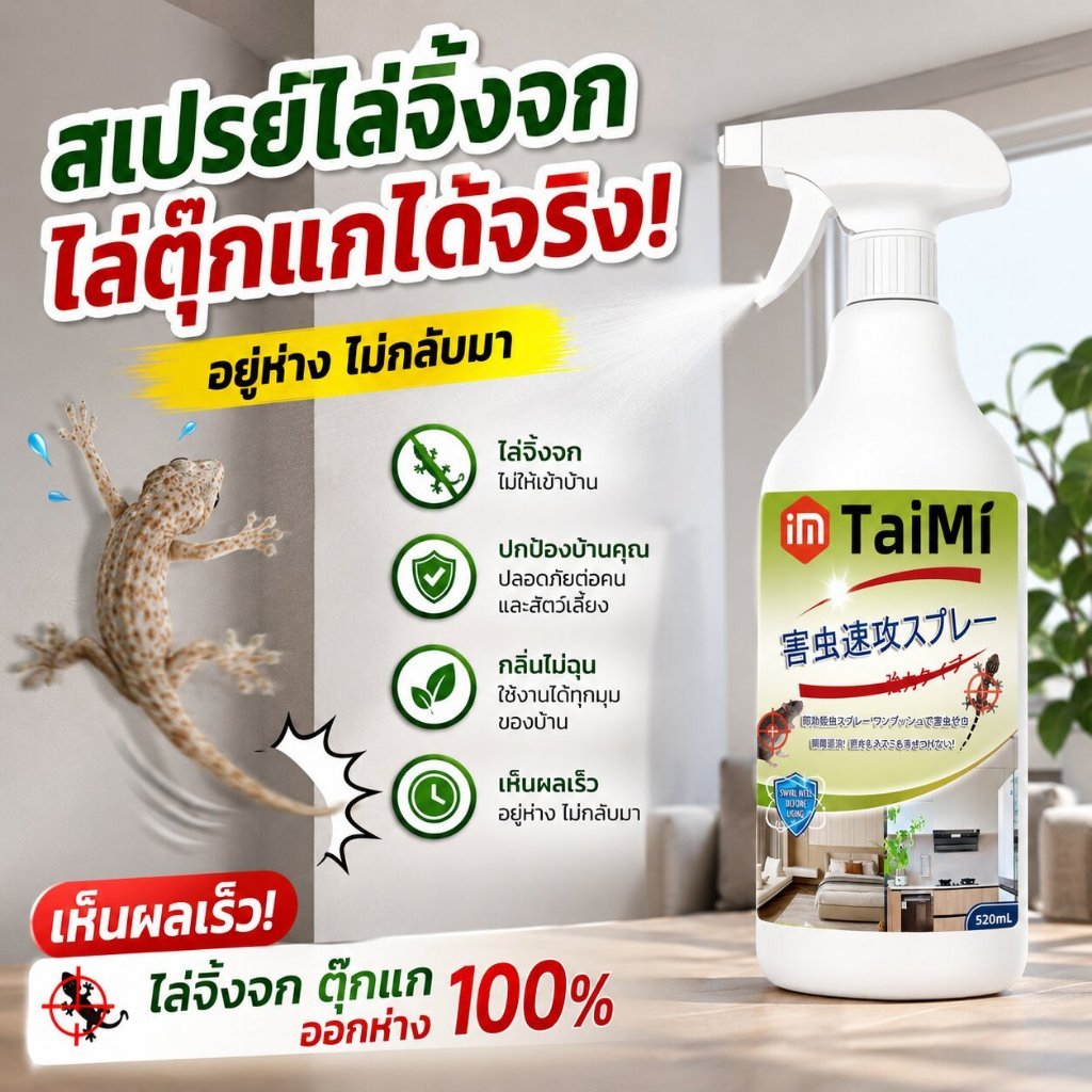 🦎สเปรย์ไล่จิ้งจก 520ml ยาไล่จิ้งจก ยากันจิ้งจก ไล่ตุ๊กแก กันจิ้งจก ใช้ในบ้าน ห้องครัว ห้องน้ำ สูตรสมุนไพร ไม่ฉุน