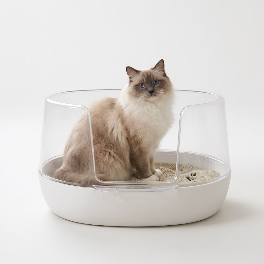 [พร้อมส่ง] Transparent Cat Toilet ห้องน้ำแมวโดมใส ออกแบบโดยสัตวแพทย์เกาหลี ผลิตและนำเข้าจากเกาหลี