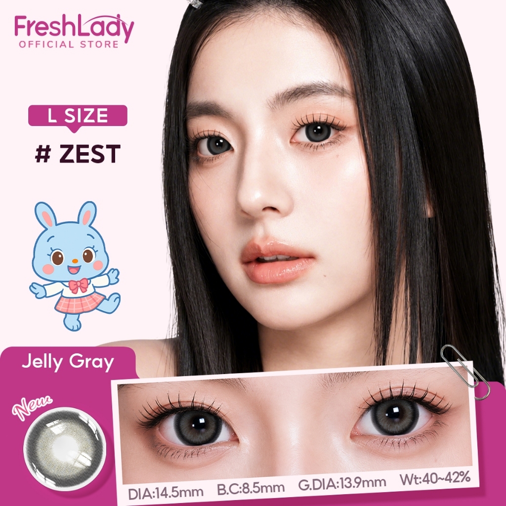 【FDA-0~4.00】Freshlady คอนแทคเลนส์แบบใช้แล้วทิ้งรายเดือน Zest ลายแต่งหน้าธรรมชาติ เบอร์ 14.5mm  L siz