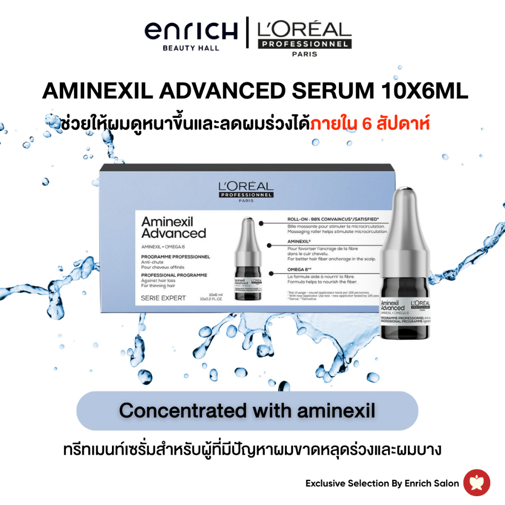 L'Oreal Professionnel Aminexil Advanced Serum 10x6ml ลอรีอัล ทรีทเมนท์เซรั่ม ช่วยลดปัญหาผมขาดหลุดร่ว