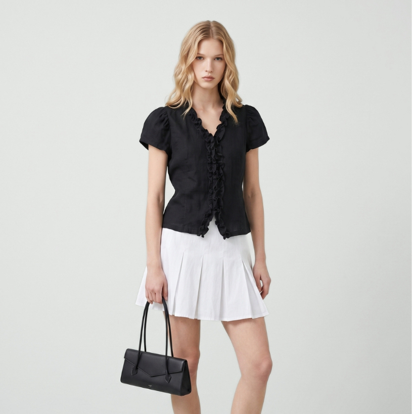AMILA Blouse AM-B1466 Cotton วอยล์ แขนสั้น IGPU26-09 PCE1190