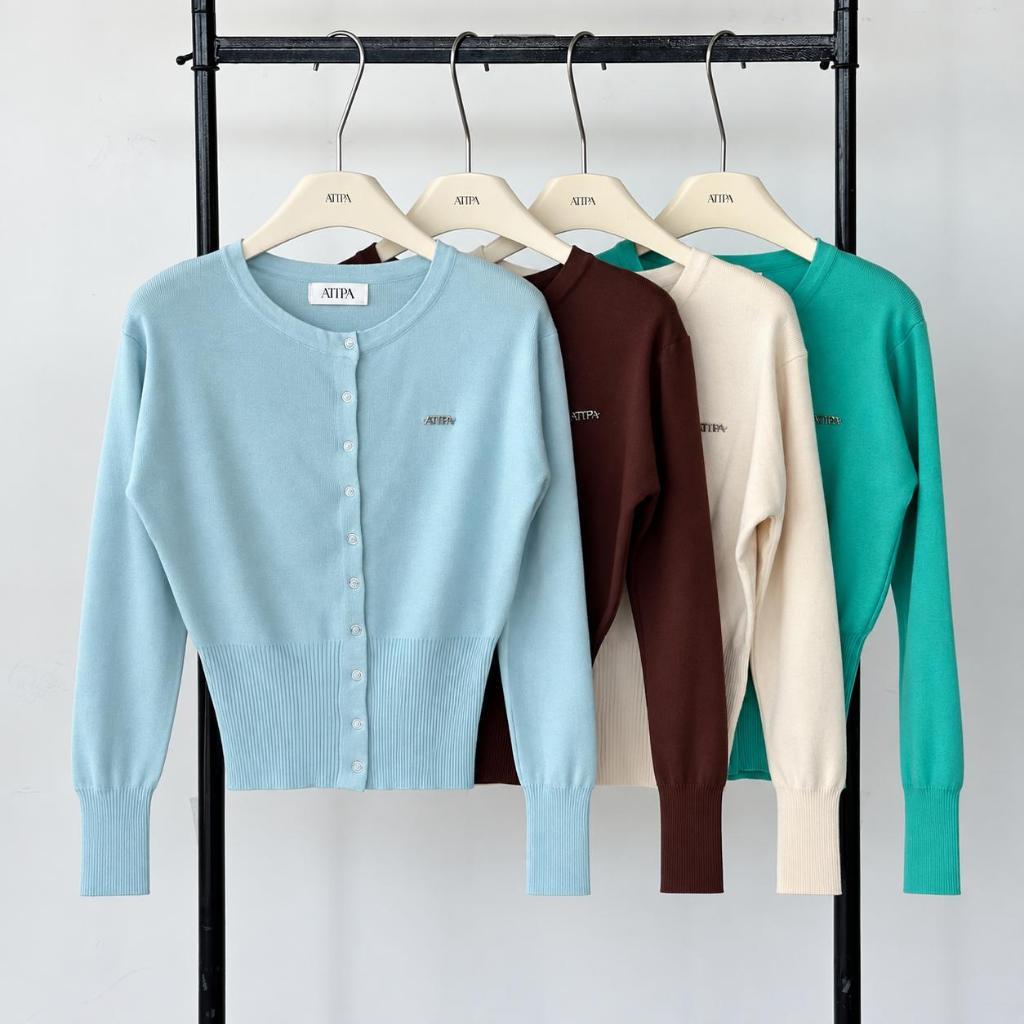 Atipashop - Ailin Cardigan เสื้อคาร์ดิแกน ไหมพรมเรียบ กระดุมหน้า จั๊มเอวทรงสวย รูปที่ 5