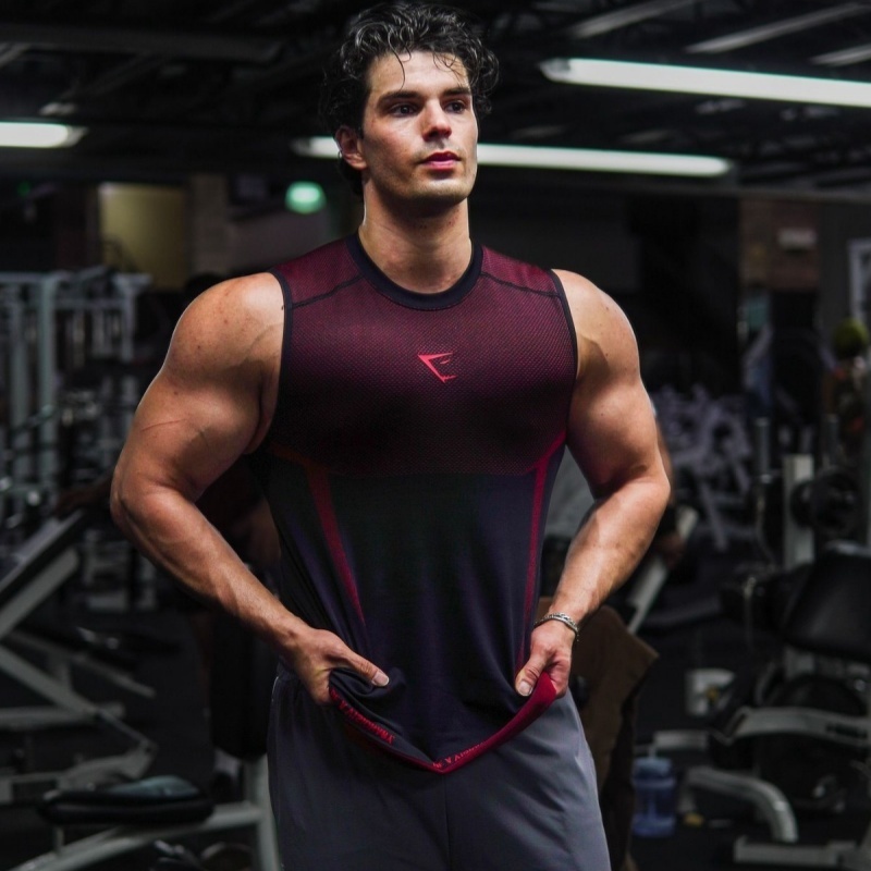[100% Original] Gymshark Onyx 5.0 Men's Seamless Sports Compression Short-Sleeve Sleeveless Fitness 
