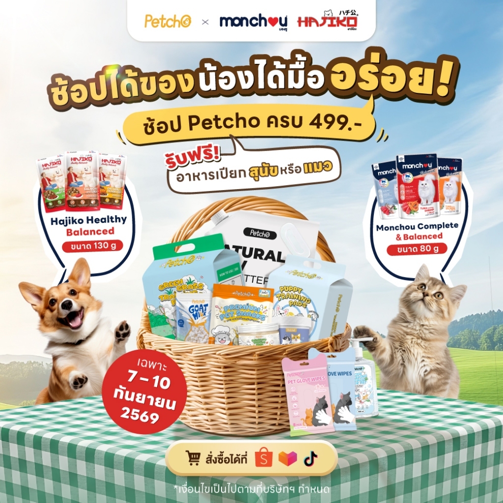 Petcho x Hajiko Monchou Free Gift Hajiko อาหารสุนัขชนิดเปียก 130 กรัม / Monchou อาหารแมวชนิดเปียก 80
