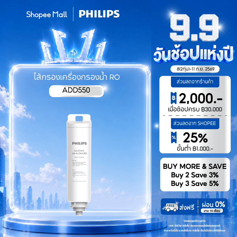 Philips water Filter ADD550 RO ไส้กรอง สำหรับเครื่องกรองน้ำรุ่นRO ADD6910