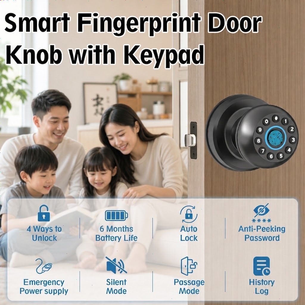 Tuya Digital Door Lock ลูกบิดอัจฉริยะ สแกนนิ้วมือ/รหัสผ่าน/App ปลดล็อค ประตูห้องนอน ติดตั้งง่าย