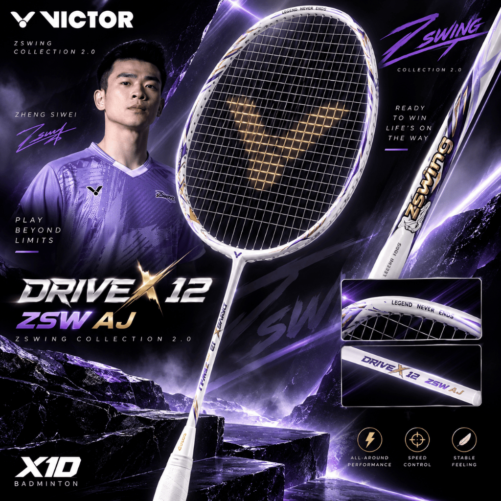 VICTOR DriveX 12 ZSW AJ ไม้แบดมินตัน Victor Zswing Collection 2.0 Zheng Siwei 2026 สาย All-Around