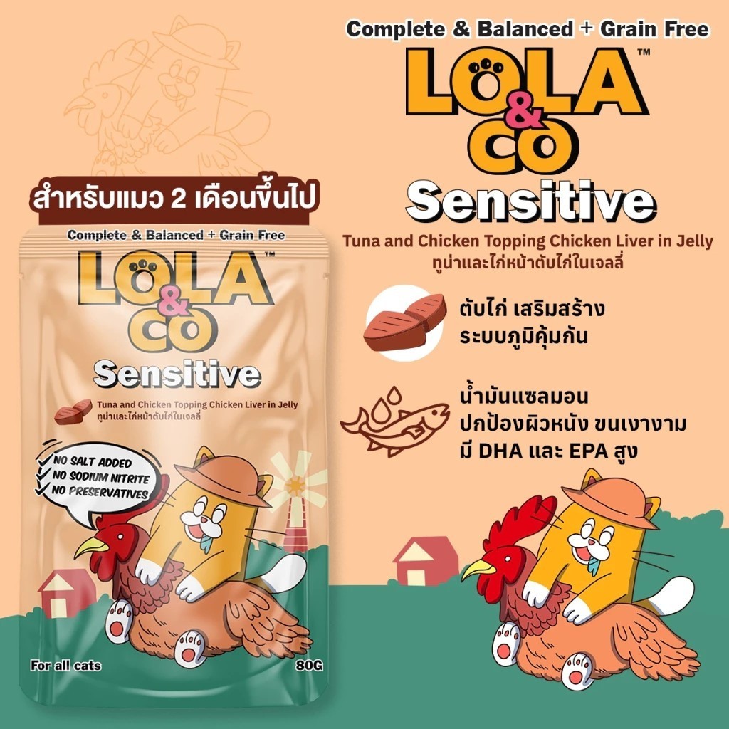 [48 ซอง] Lola & Co อาหารเปียก สูตร Complete & Balance ขนาด 80 กรัม