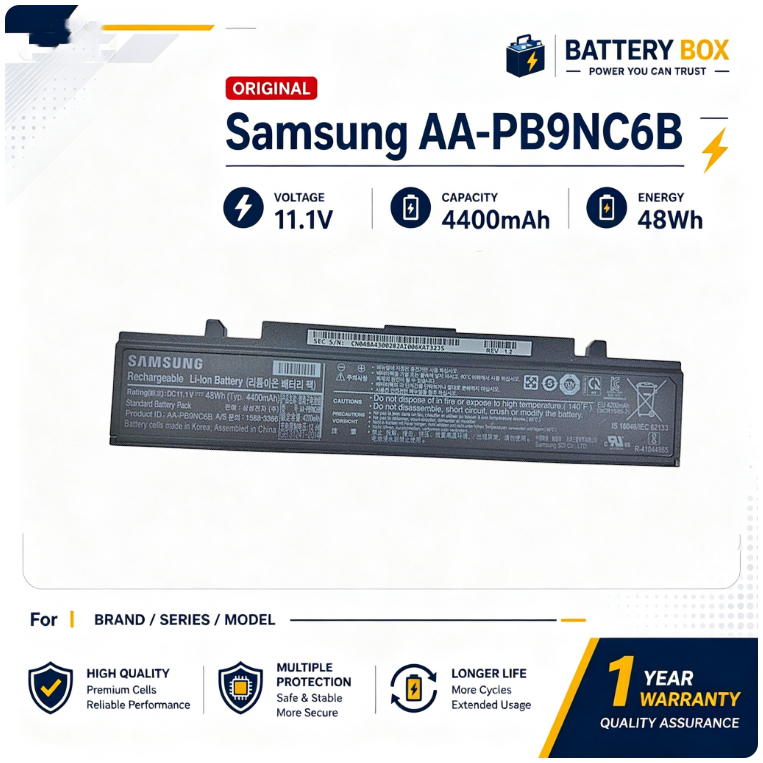 Battery AA-PB9NC6B for Samsung RF408 / RF409 / R410 / R428 / RC418 / R439 / R467 / R468 / NP305E4Z /