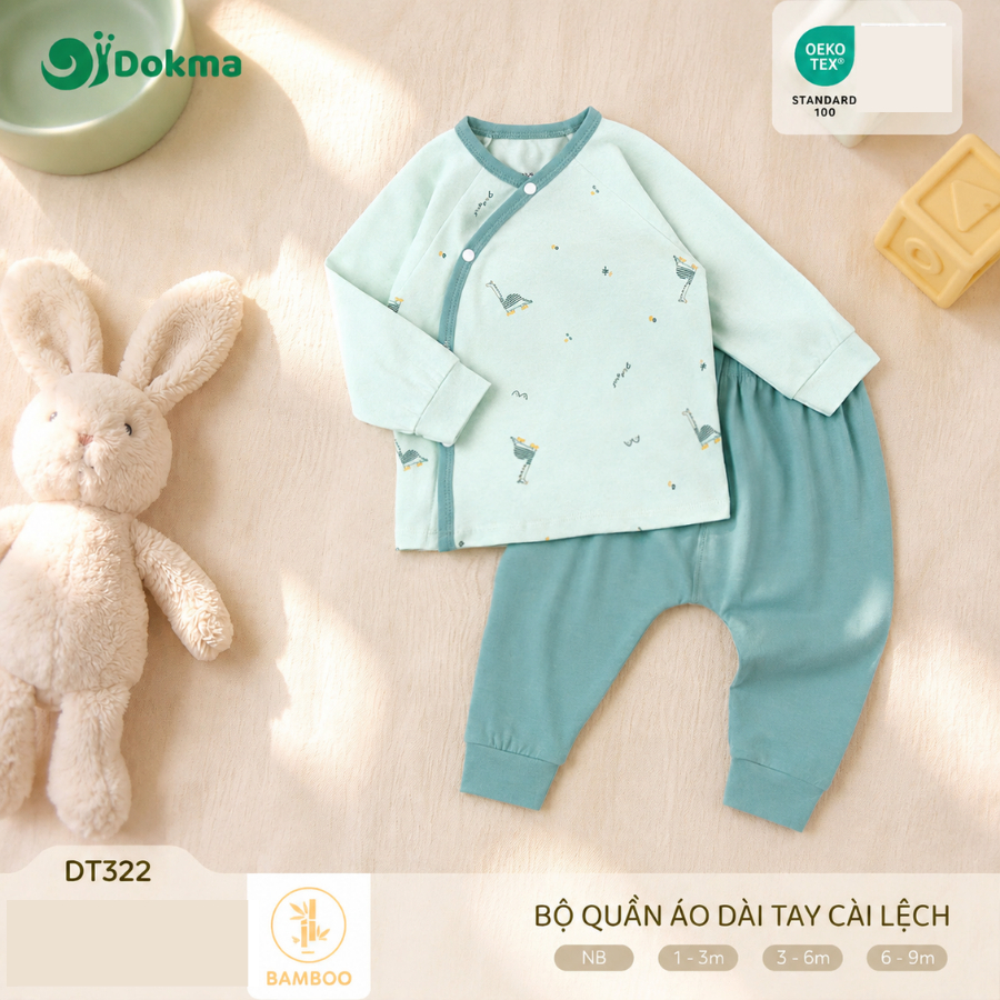 Dokma (4.5-8.8kg) ชุดเสื้อแขนยาวเด็ก ผ้าใยไผ่ Bamboo Fabric DT322_B Baby Long-Sleeve Clothes (1-3M, 3-6M, 6-9M)