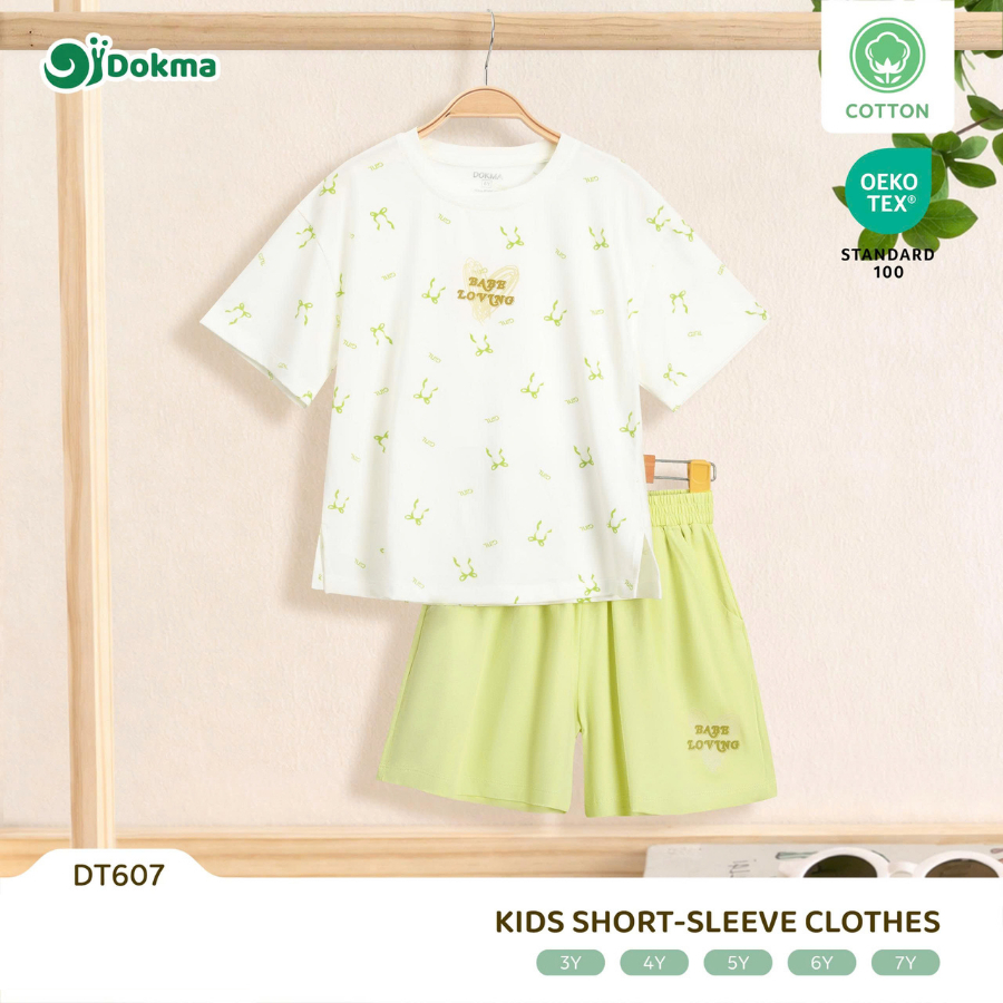 Dokma (13-25kg) เชุดเสื้อแขนสั้นเด็กโต ผ้าคอตตอน Baby short-sleeve clothes DT607 (3Y/ 4Y/ 5Y/ 6Y/ 7Y