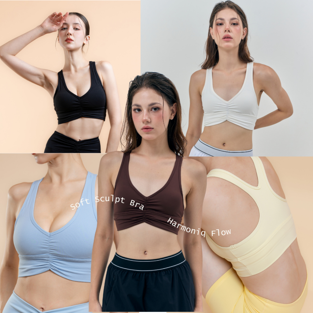Soft Sculpt Bra – สปอร์ตบรา ผ้านุ่ม ทรงสวย คอวีจับจีบ  Size XS-L
