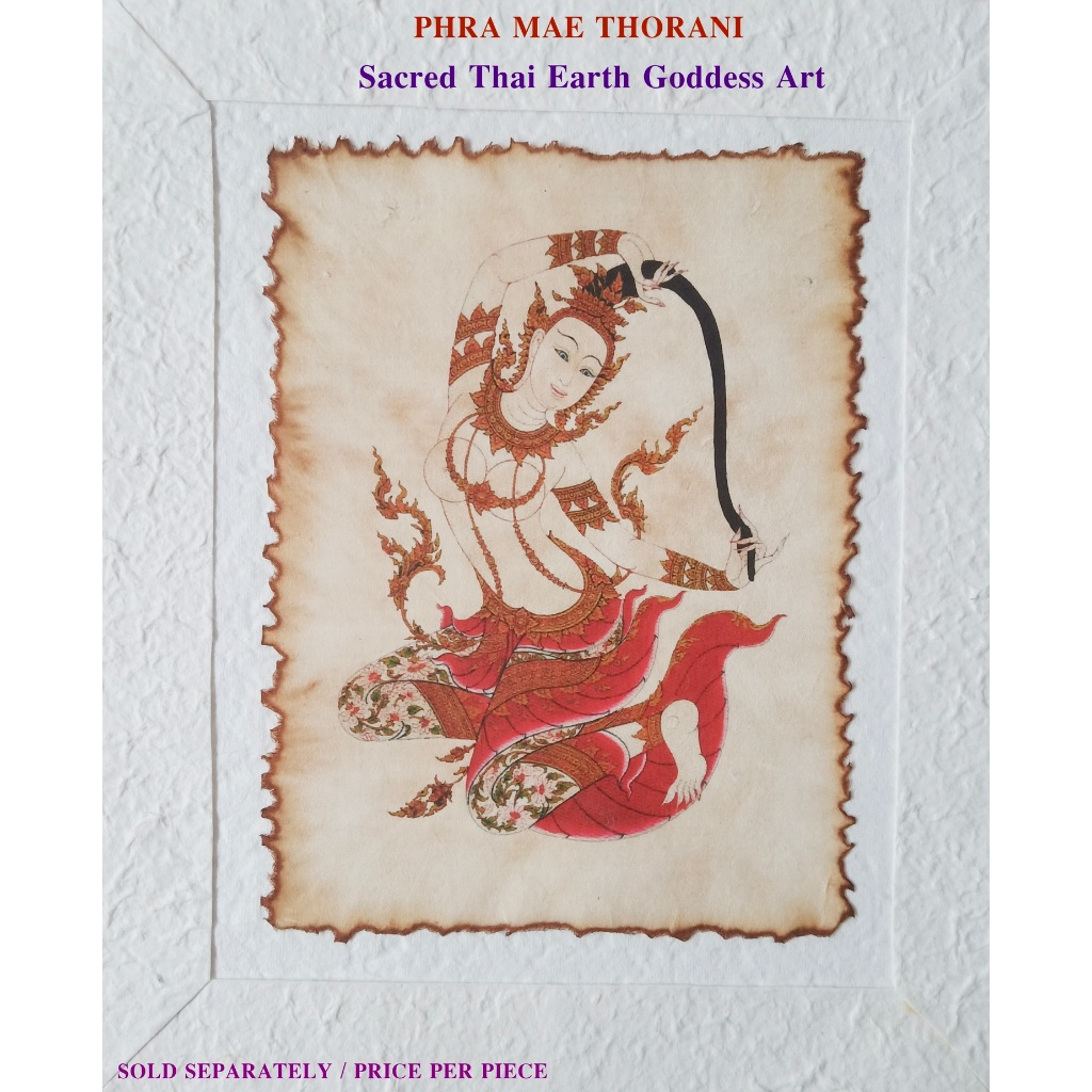 ภาพพิมพ์ กินรี จิตรกรรมไทย ศิลปะไทย บนกระดาษสา Antique Style Kinnaree Image Print - Traditional Thai Elegance Decor #3