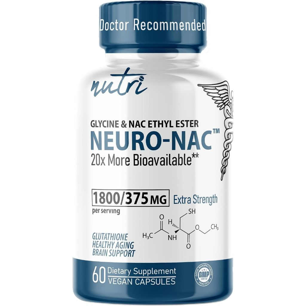 Nutri Neuro-NAC Glycine & NAC Ethyl Ester Extra Strength 1800/375 mg – 60 Vegan Capsules (No.2782)
