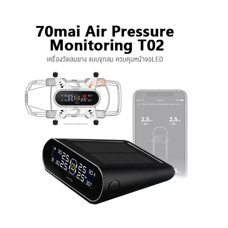 [สินค้าตัวโชว์เกรด A] 70mai TIRE PRESSURE MONITORING T02 เครื่องวัดลมยาง เครื่องวัดความดัน