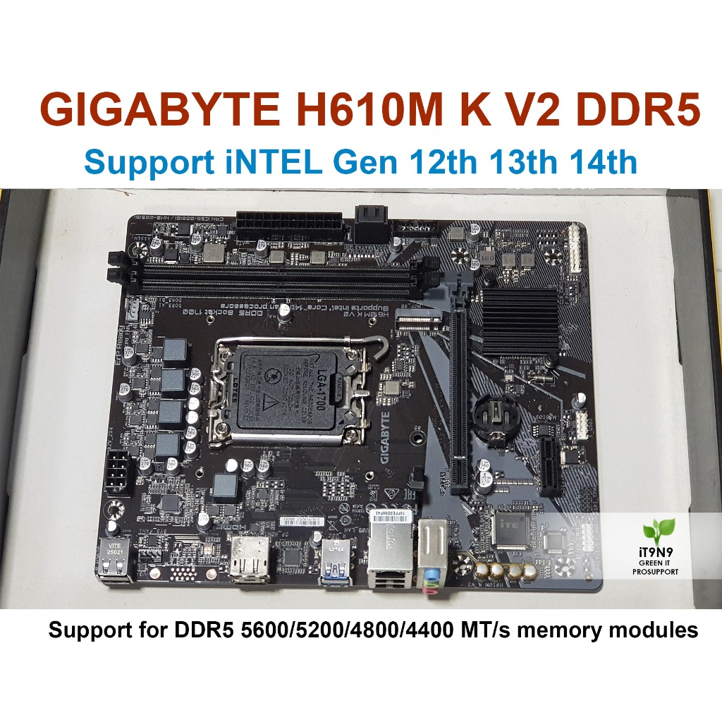 Mainboard Gigabyte H610M K V2 DDR5 intel Gen 12th 13th 14th มือสอง สวยงาม