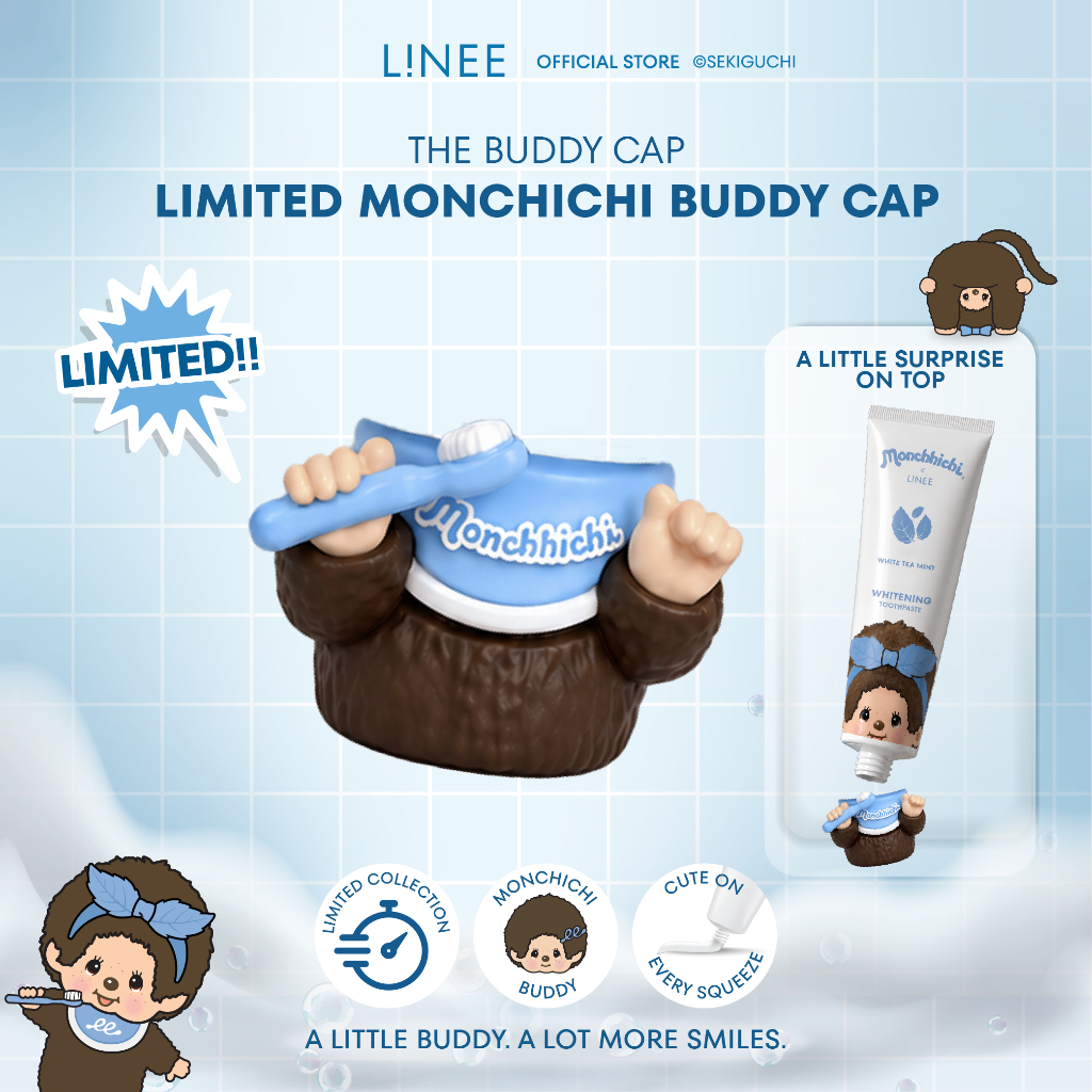 *ห้ามซื้อ* ของแถมเท่านั้น Tooth Cap Monchhichi x Linee 1 ชิ้น ที่สวมปลาย หัวหลอดยาสีฟัน