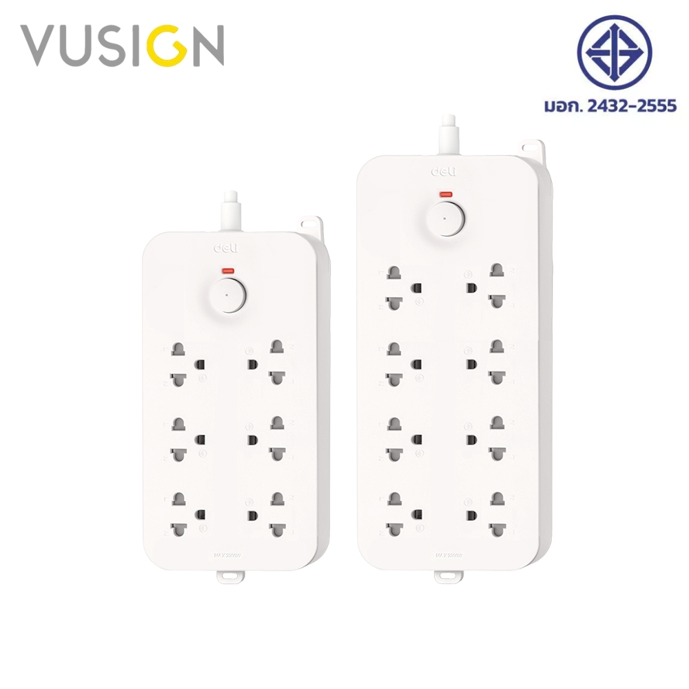 [แพ็กเกจแขวน] Vusign ปลั๊กไฟ ปลั๊กพ่วง ปลอดภัย ป้องกันไฟเกิน 2300w ระยะปลั๊กกว้าง 42mm Power Socket