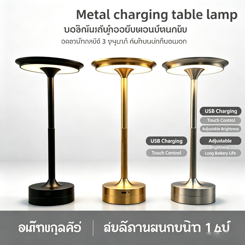 โคมไฟหัวเตียง LED ระบบสัมผัส 3 โหมดแสง แสงนวลตา ใช้ในห้องนอน