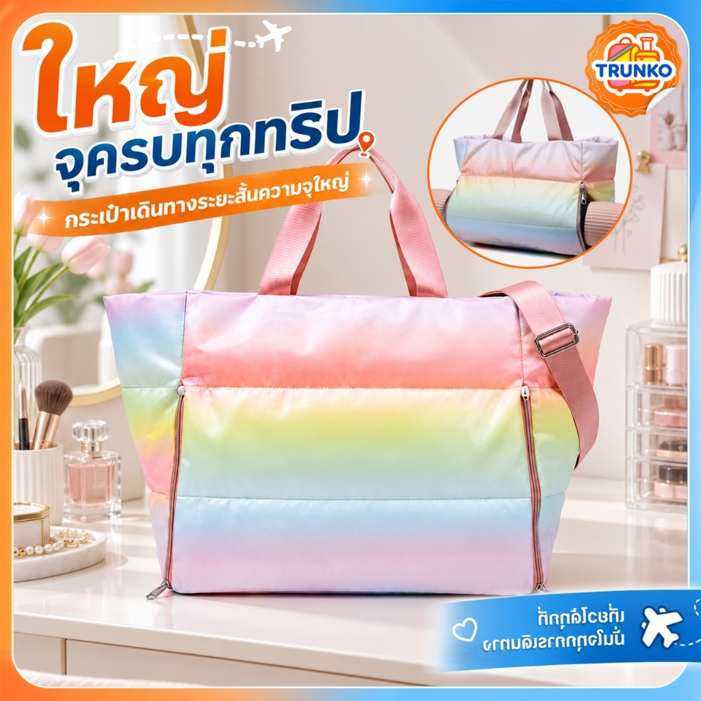 กระเป๋าฟิตเนส กระเป๋าอเนกประสงค์สไตล์มินิมอล รุ่น Puffy Bag จุของได้เยอะ วัสดุทนทาน กันน้ำ มีช่องใส่ของเปียก